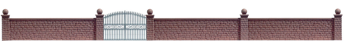 Busch 6014 Stone Wall with Metal gate HO Scenery Scale Model Scenery