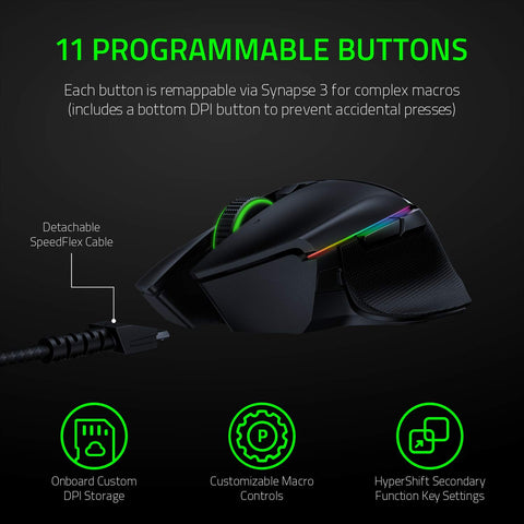 Razer Basilisk Ultimate HyperSpeed Wireless Gaming Mouse: Fastest Gaming Mouse Switch - 20K DPI Optical Sensor - Chroma RGB Lighting - 11 Programmable Buttons - 100 Hr Battery - Classic Black