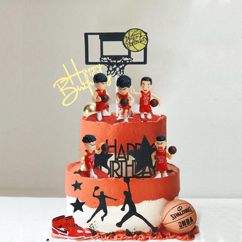 Basketball Cake Toppers, Black Star Sport Basketball Cake Decorations, Boy and Girl Basketball Birthday Party Sport Party Supplies (Basketball)