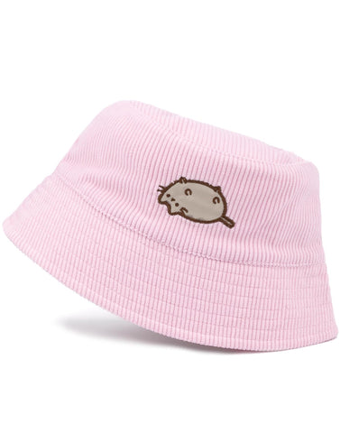 Pusheen Girls Bucket Hat | Pink Cord Sun Hat for Kids | Embroidered The Cat Beach Sun Cap | Cartoon Holiday Headwear | Daywear Merchandise Gift for Children & Teens