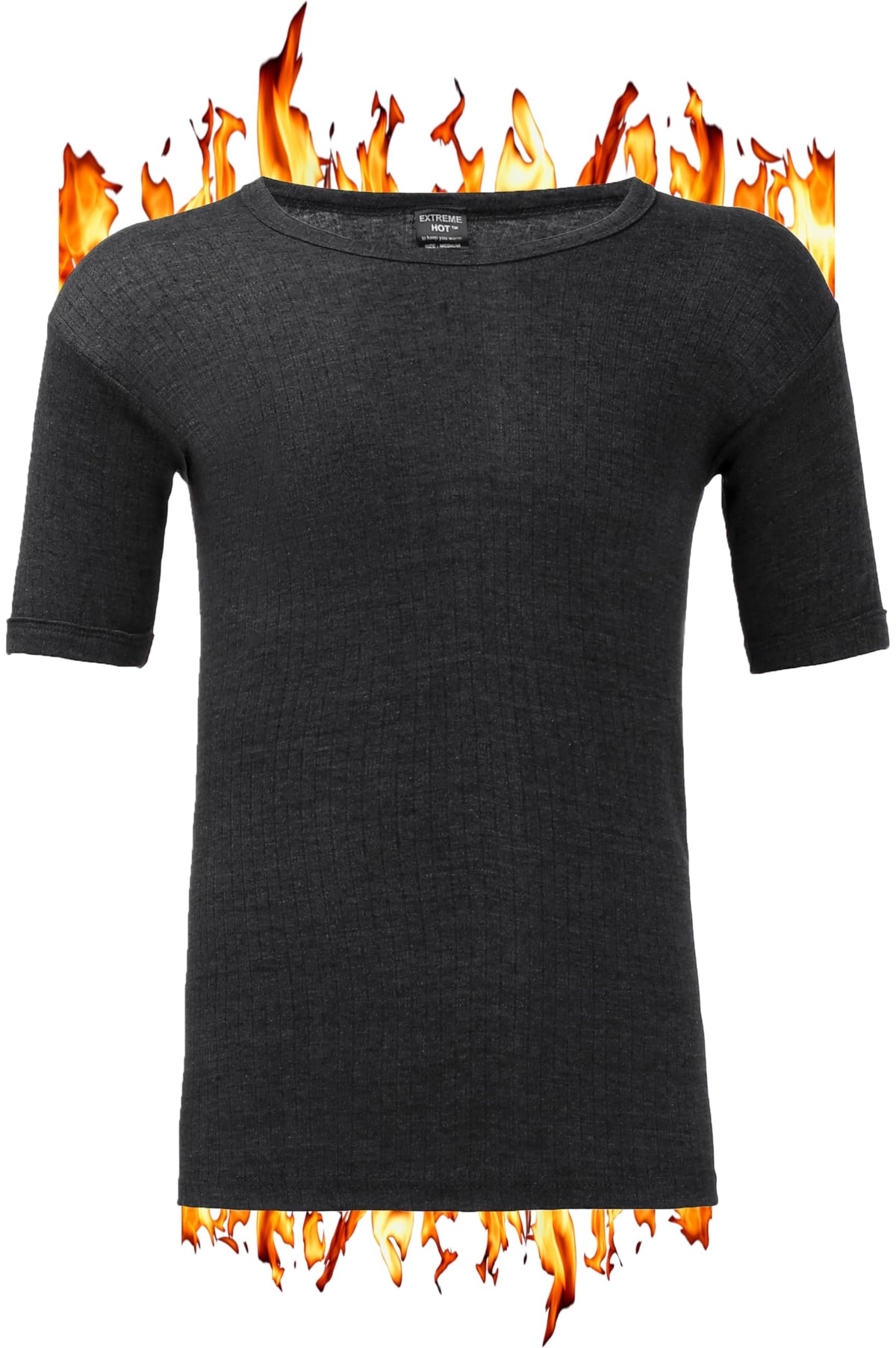 ZRWASKA® Men's Extreme Thermal Underwear Sets Tops & Bottoms, T-Shirt Long Sleeve Top Vest & Long Johns Trousers Warm Winter Thermals Men Set Base Layer Charcoal, Half Sleeve Size Large