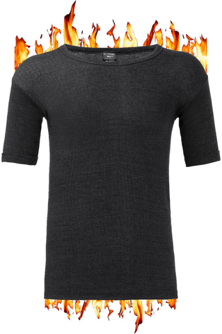 ZRWASKA® Men's Extreme Thermal Underwear Sets Tops & Bottoms, T-Shirt Long Sleeve Top Vest & Long Johns Trousers Warm Winter Thermals Men Set Base Layer Charcoal, Half Sleeve Size Large