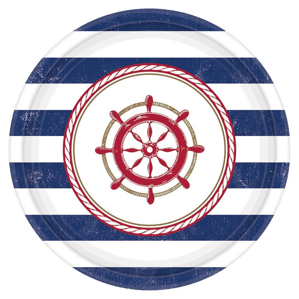 Amscan Anchors Aweigh Party Plates, 7", 8 Ct.