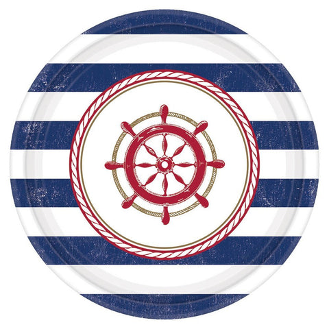 Amscan Anchors Aweigh Party Plates, 7", 8 Ct.