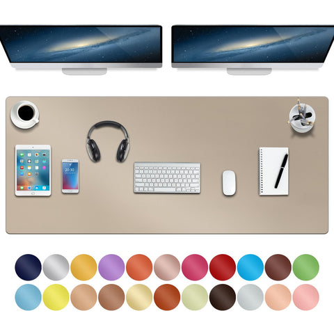 Boutilon Leather Desk Pad,47"x 24"XXX Large Business Desk Pad,Waterproof Student Study Desk Mat Protector Writing Pad for Keyboard and Mouse in Home Office Accessories(XXXL-Beige)