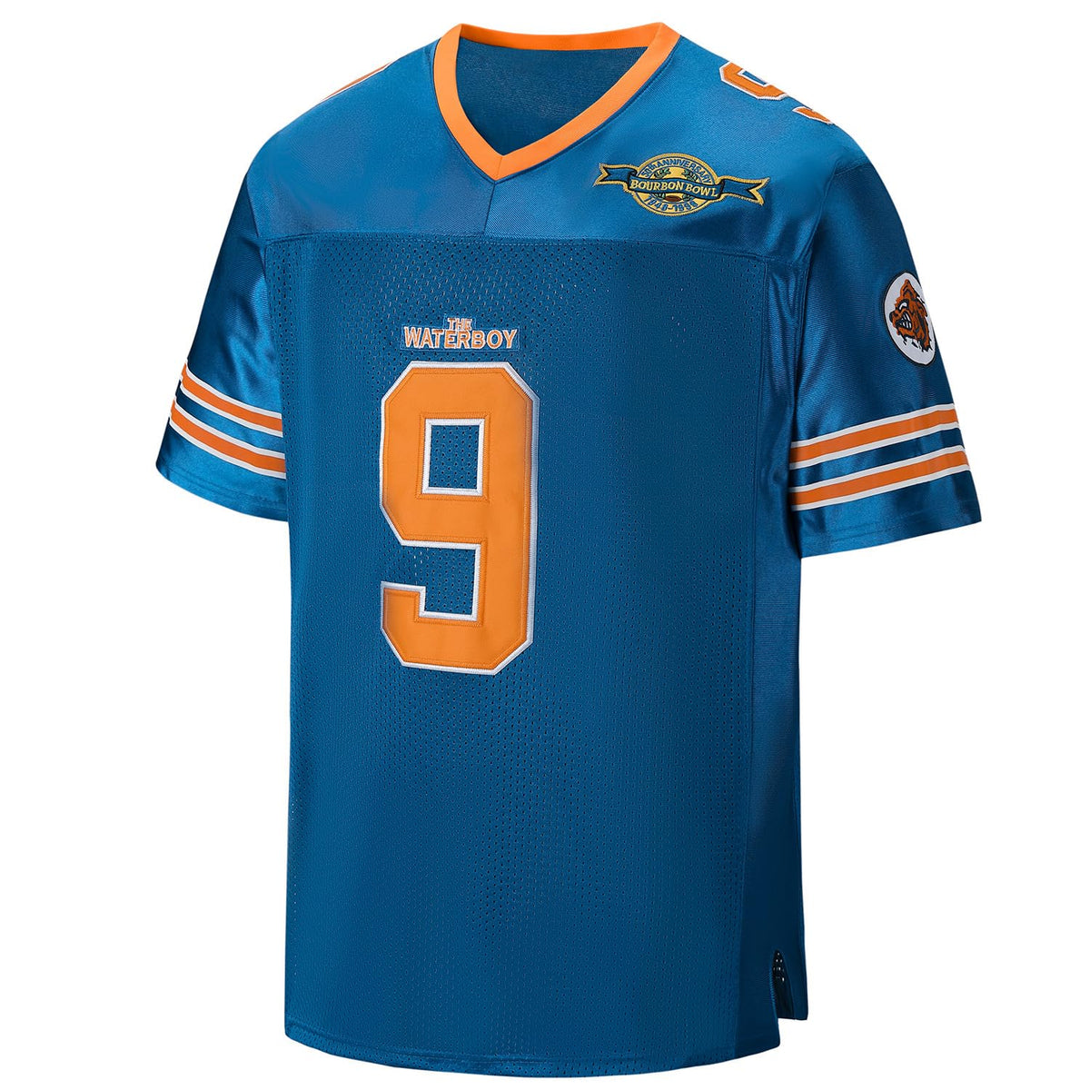 kioken Waterboy Jersey Bobby Boucher #9 Adam Sandler Mud Dogs Bourbon Bowl Football Jerseys, Blue, Large