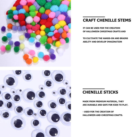 Milisten 700 Pcs DIY twist stick glue Eyes fur ball set Christmas Chenille Stems DIY chenille stems chenille sticks christmas cleaners crafts toy pipeline fur ball suit child Dacron