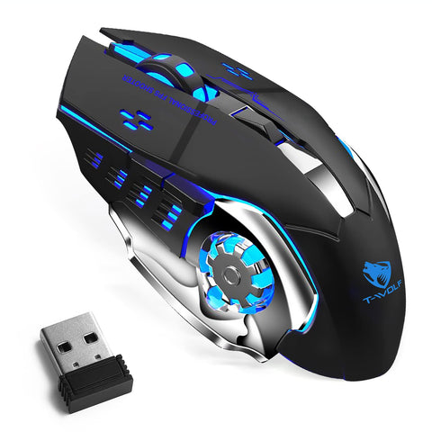 Bluetooth Mouse, UrbanX Rechargeable Wireless Mouse Multi-Device (Tri-Mode:BT 5.0/4.0+2.4Ghz) with 3 DPI Options, Ergonomic Optical Portable Silent Mouse for HTC Wildfire E2 Plus Blue Black
