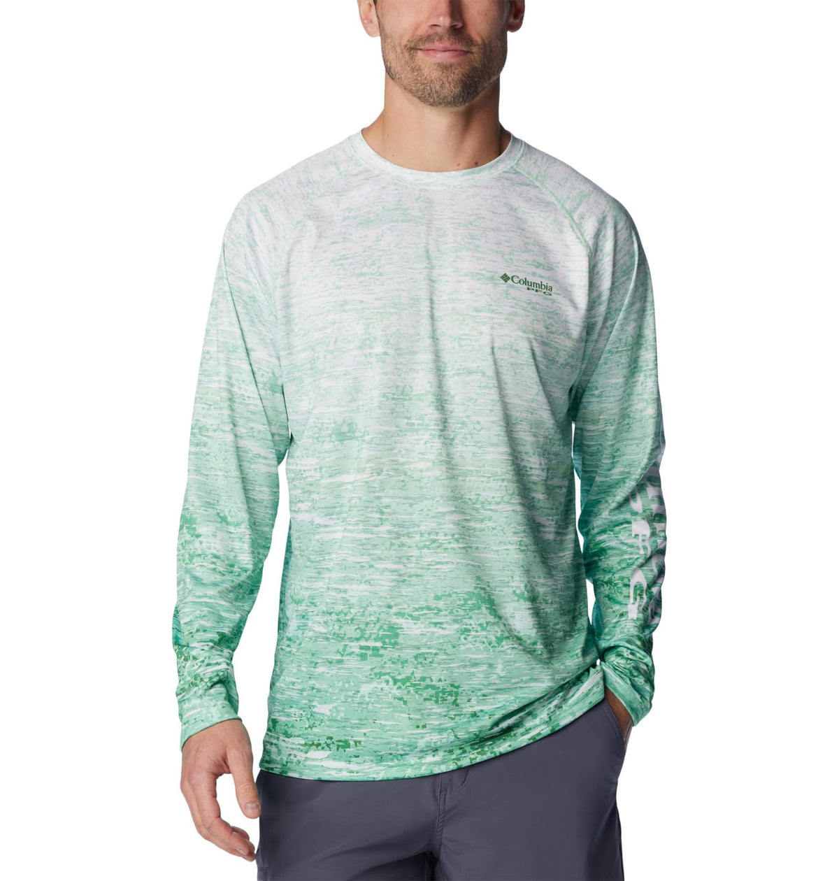 Columbia Men's Super Terminal Tackle Long Sleeve Shirt, Ocean Mint/Digiscale Fade, Medium