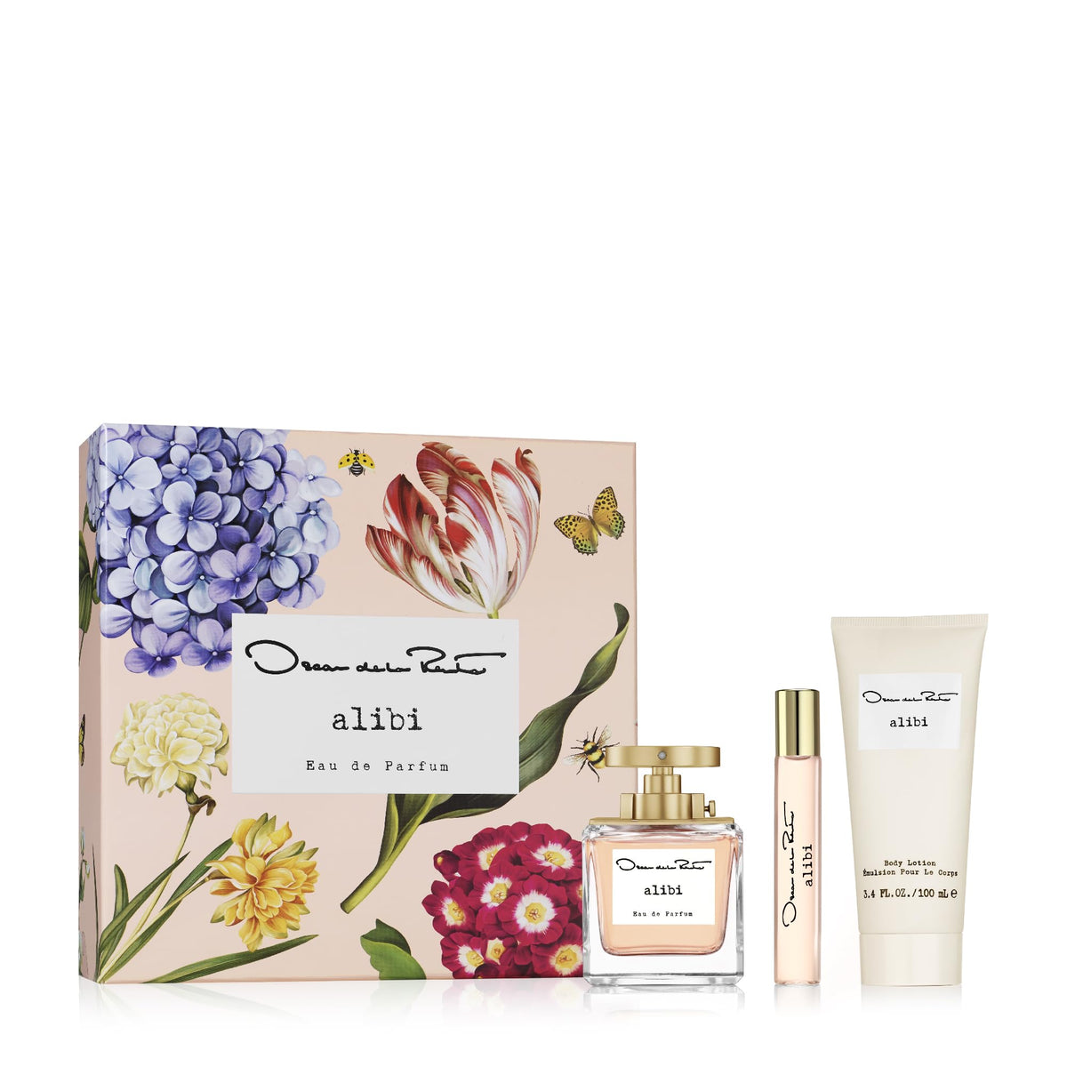 Oscar de la Renta Alibi Eau de Parfum 3 Piece Gift Set for Women - Perfume Spray 3.4 Fl. Oz, Purse Spray, Travel Spray 0.5 Fl. Oz, and Body Lotion 3.4 Fl. Oz