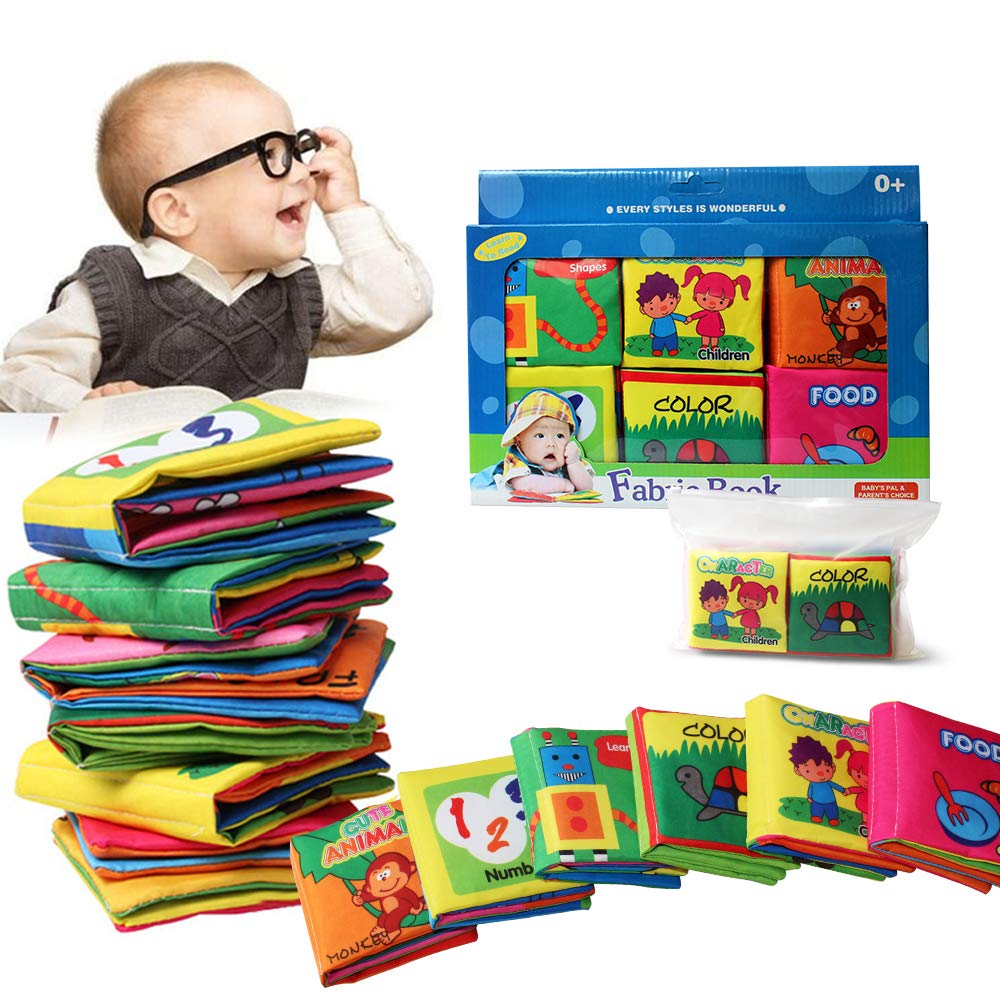 Baby Cognition Fabric Book(6 PCS)with Gitf box,Wholethings Intelligence Development Animal Cloth Book Learning & Activity Toys for Kids Baby