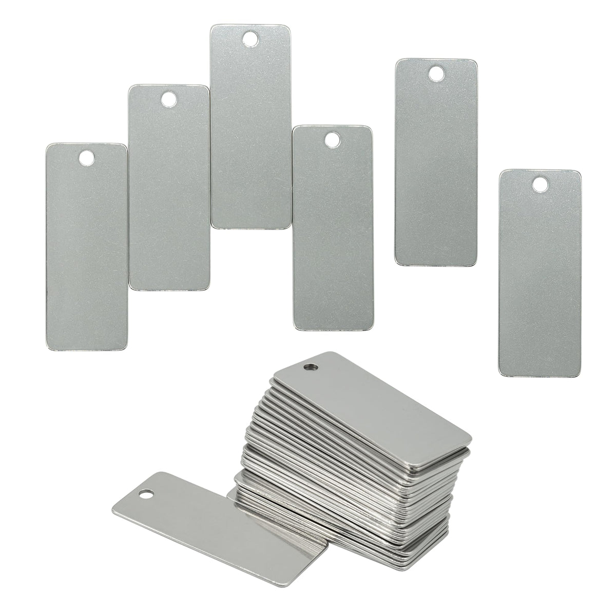 Metal Engraving Blanks Stamping Blanks Stainless Steel Rectangle Blank Tags 5x2CM 25 PCS