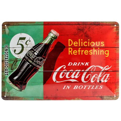 Nostalgic-Art 20 x 30 cm 22229 Coca-Cola-Delicious Refreshing Green, Tin Sign, Colourful