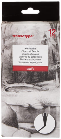 Transotype Charcoal Pencils 12Pcs - Soft