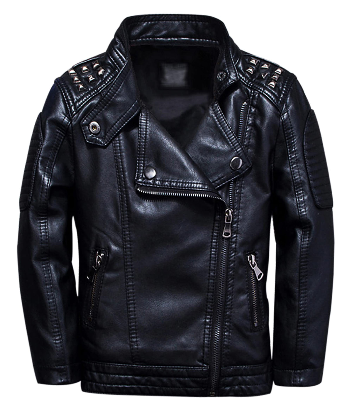 TLAENSON Boys Black Leather Jacket Studded Motorcycle Faux Leather Coat 9-10 Years Size 140