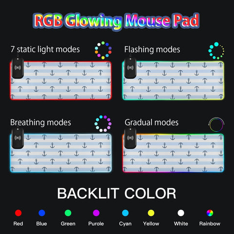 Anchor Wireless Charging Mouse Pad for Mobile Phone Extra Large Gaming Mousepad with 13 Lighting Modes Mouse Mat for Gaming MacBook PC Laptop Desk Office Home