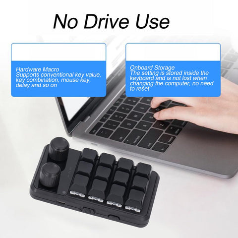 12 Keys USB Mini Macro Mechanical Gaming Keyboard Blue Switch RGB Mechanical Keyboard Dual Knobs Type C BT 2.4G Wireless Programming Macro Software for Gaming
