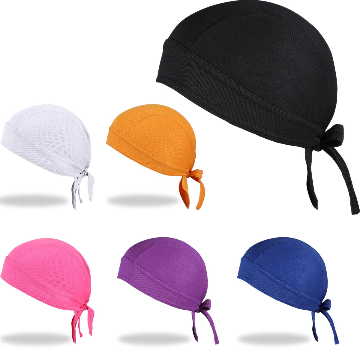 6 Pieces Do Rags Sweat Wicking Beanie Cooling Durags Skull Cap Motorcycle Head Wrap Bandana for Men Women (Rich Color,Simple Style)