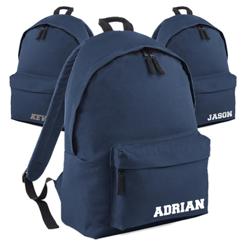 Print Maniacs Personalised Large 18L Kids Travel Backpack Junior Shoulder Collage Rucksack School Lunch Swimming P.E Laptop Book Bag Small Name (Navy)