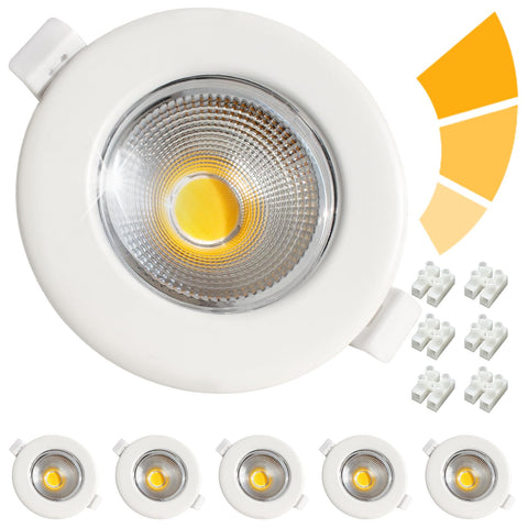 Wondlumi LED Downlights for Ceiling 7W Dimmable COB Ultra Thin LED Recessed Ceiling Lights Neutral White 4000K, Round White 240V 600lm LED Spot Lights for Bedroom, Bathroom, Living Room, 6 Pack