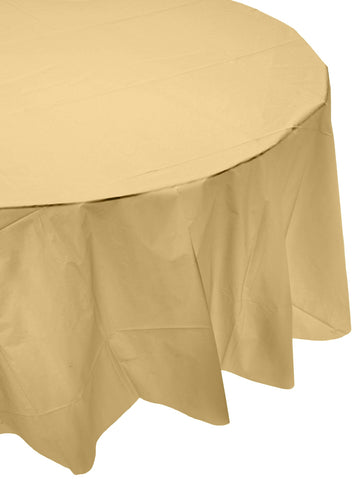 Amscan Round Plastic Table Cover | Gold | 84" | Party Supply | 12 ct.