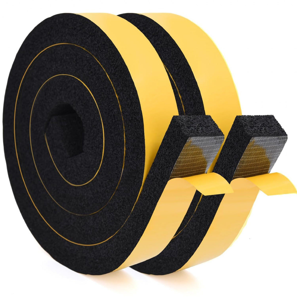 YoleShy Window Air Conditioner Foam Tape 2 Pcs 2 Inch Wide x 1 Inch Thick Weather Stripping Door Seal Strip for Insulation, Weatherstrip, Gap Blocker, Total 13 Feet Long(6.5ft x 2 Rolls), Black