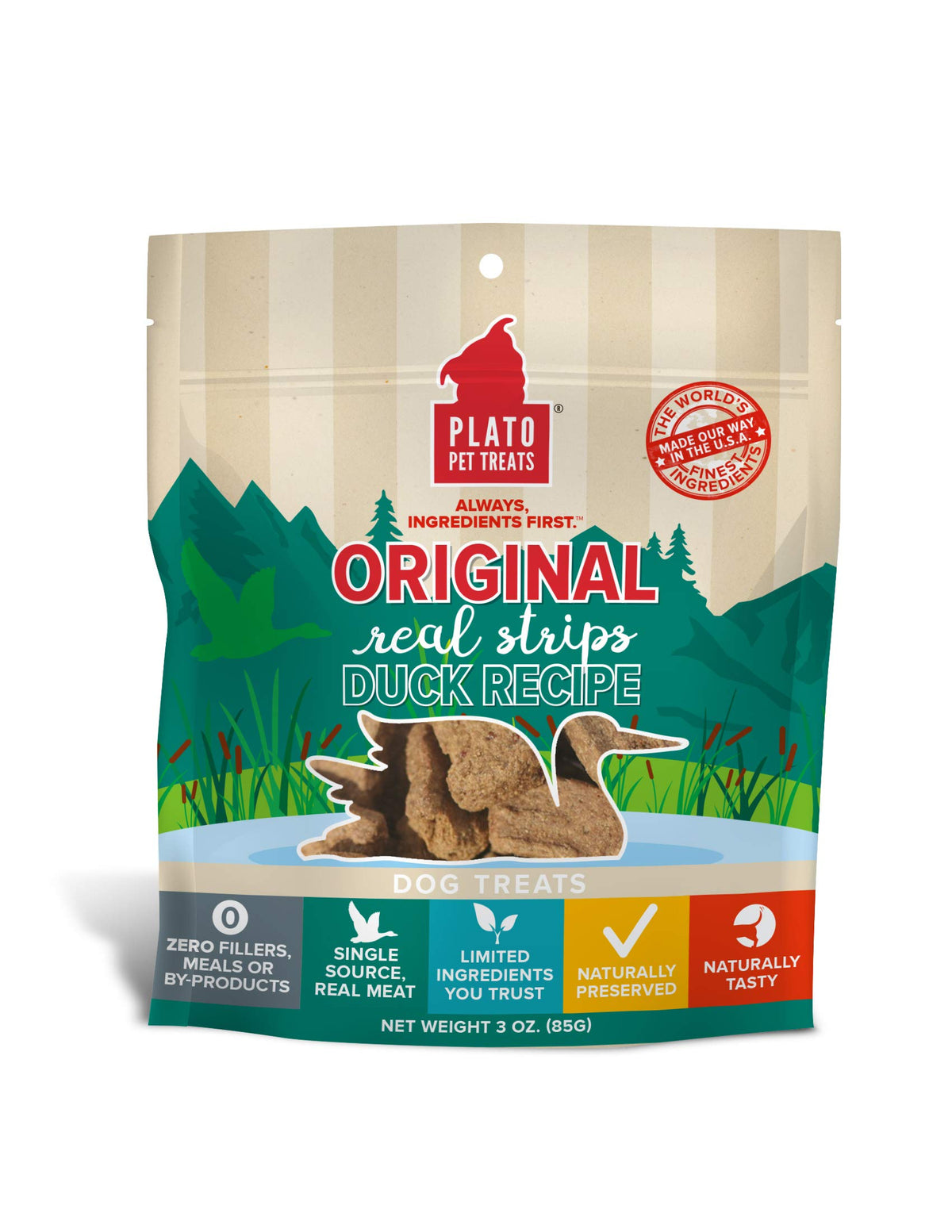PLATO Original Real Strips Duck 3oz, Natural (850002221534)