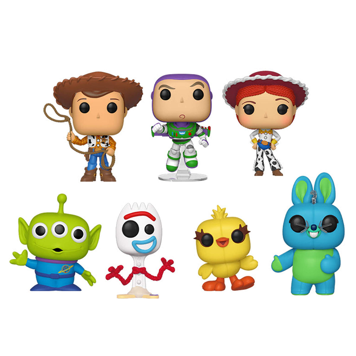 Funko Pop!: Bundle of 7: Toy Story 4 - Woody, Buzz Lightyear, Jessie, Alien, Forky, Ducky and Bunny