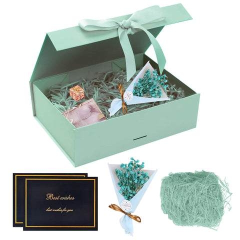 RAFIYU Gift Box for Presents Large 23 * 17 * 7cm, Gift Box with Lid for Gifts, Magnetic Cardboard Wedding Favor Boxes, Christmas, Birthday Gifts, Party Favor Boxes (Green)