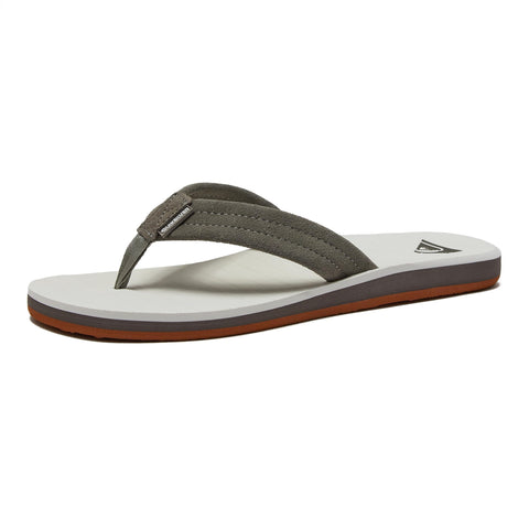 Quiksilver Men's Carver Suede 3 Point Flip Flop Athletic Sandal, Grey/White/Grey, 14 M US