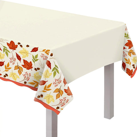 Stunning Fall Foliage All Over Print Plastic Table Cover - 54" x 102" (1 Pc.) - Vibrant Seasonal Decor - Perfect for Harvest Celebrations, Thanksgiving & Festive Event