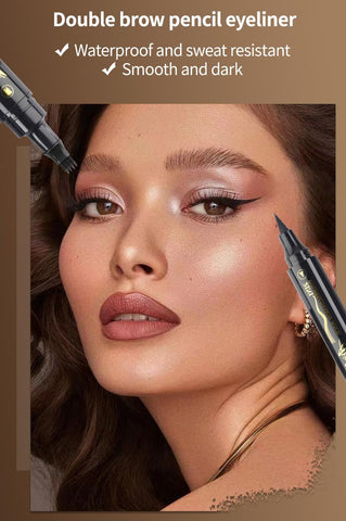 Easilydays Black Microblading Eyebrow Pen, 2-in-1 Waterproof Dual-Ended Eyebrow Pen for Women with 4 Fork Tip Applicator & Precise Brush-Tip, for Natural-Looking Hair-Like Defined Brows, Last All-Day