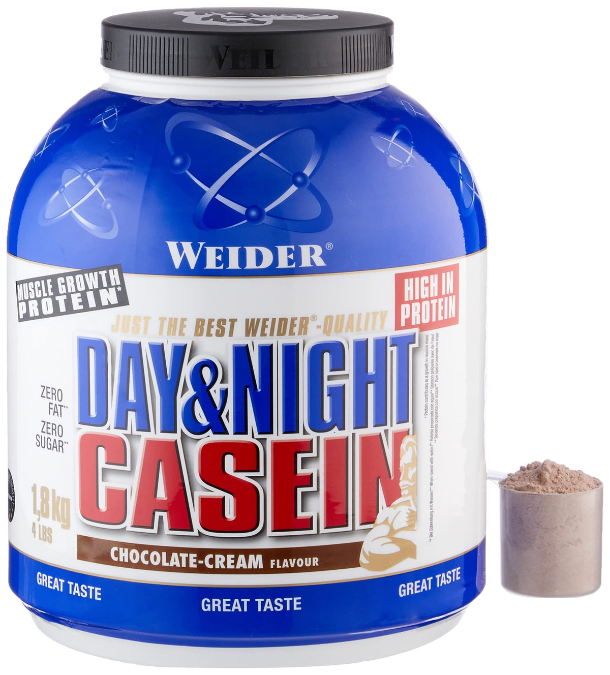 Weider Day & Night Casein, High in Protein, Chocolate, 1.8kg