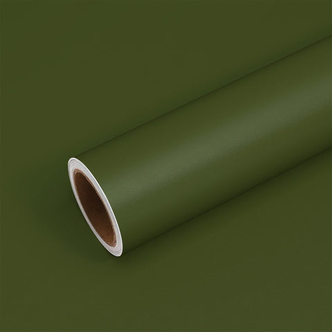 VEELIKE Thick Olive Green Wallpaper Vintage Dark Green Contact Paper Self Adhesive Sticky Back Plastic Roll Kitchen Cupboard Vinyl Wrap for Furniture Sticker Bathroom Cabinet Cover Bedroom 40cm×300cm