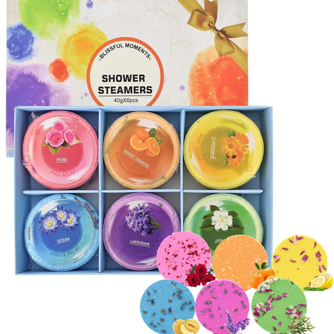 Bath Bombs for Women Aromatherapy Shower Steamers Sets 6pcs Plant Essential Fragrant Bubble Bath Bombs Spa Stress Relif Relaxing Moisturize Dry Skin Birthday Gifts for Her