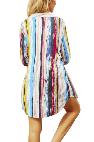 YouKD Women's Summer Cardigan Bohemian Kimono Beach Cover Up Dress Resort Swimsuit Robe Blue Purple