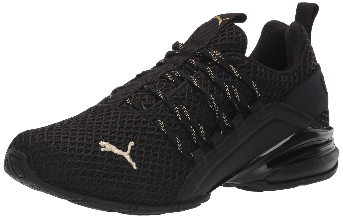 PUMA Men's Axelion Spark Running Shoe,Black Gold,7