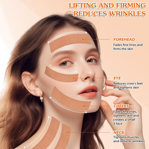 2Rolls Facial Myofascial Face Lift Tape Invisible for Firming and Tightening Sagging Skin, Face & Neck Anti Wrinkle Patches Smooth Fine Lines and Wrinkles, Forehead Lifting Face Tape (1in x 16.4ft)
