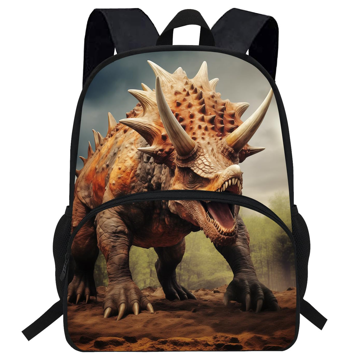 VEEWOW 16inch Triceratops Backpack For Kids Jurassic School Bag Dinosaur Bookbag (D907c)