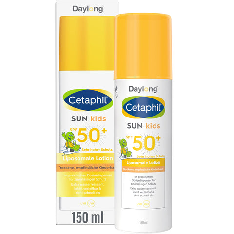 Cetaphil Sun Kids Liposomal Sun Lotion SPF 50+, 150 ml, Moisturising Sun Protection in Pump Dispenser for Sensitive Baby and Childrens Skin, Easy to Distribute Sun Cream, Extra Water Resistant