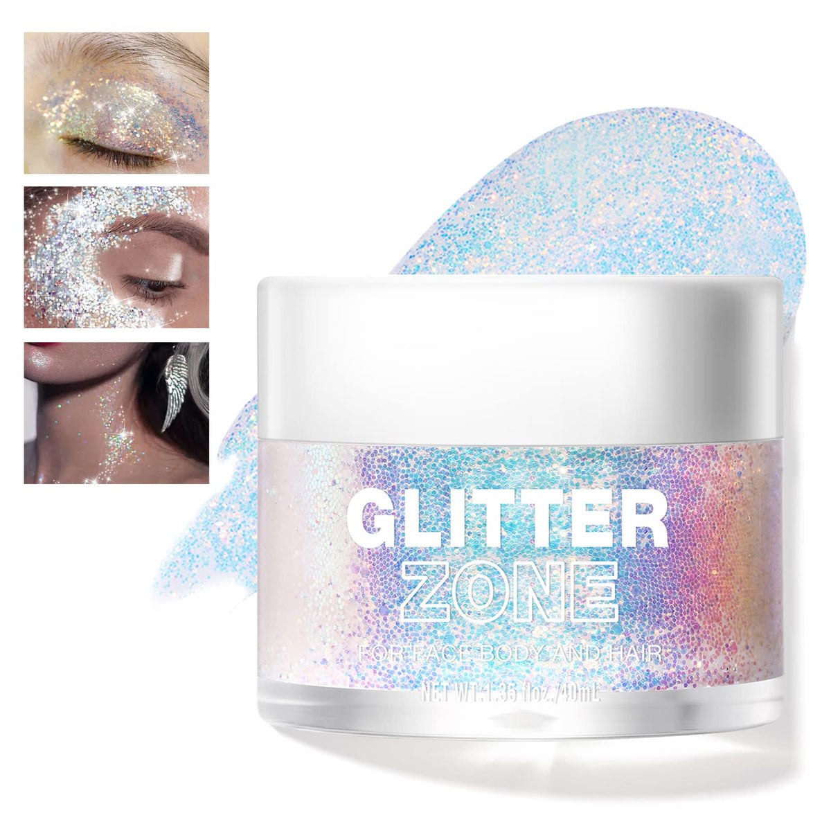 HOSAILY Face Body Glitter Gel Holographic Chameleon Mermaid Sequins Liquid Glitter for Hair Eye Lip Nail Long Lasting Color Shifting Metallic Sparkling Glitter Makeup Festival Party Accessories 01#