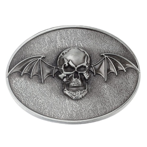 Punk Rock Skull Belt Buckle for Men, Gothic Skull Skeleton Wing Belt Buckle, Skull Bat Belt Buckle, Viking Skull Head Belt Buckle, Western Cowboy Belt Buckle, silver, regulÃ¤r
