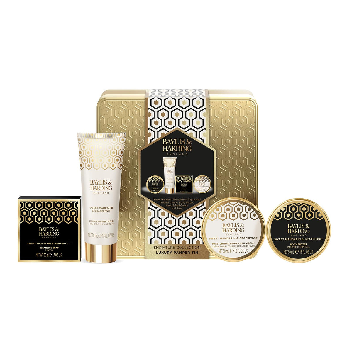 Baylis & Harding Sweet Mandarin & Grapefruit Luxury Pamper Tin Gift Set - Vegan Friendly (Pack of 1)