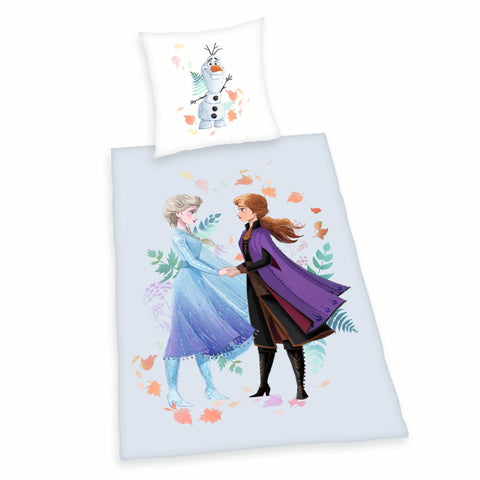 Herding Disney's Frozen Bedding Set, Pillowcase 80 x 80 cm, Duvet Cover 135 x 200 cm, With Button Closure, 100% Cotton/Flannel, Multicoloured