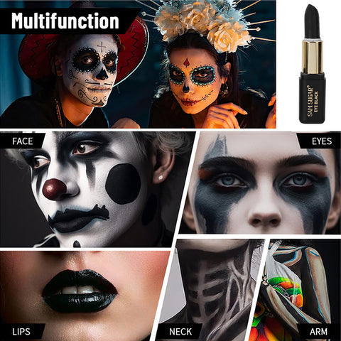 Joyeee Eye Black Stick for Sports, 6Pcs Face Paint Stick, Eyeblack Stick for Football Baseball, for Sports/Clown Makeup/Halloween/Costume Parties Accessories, Pink/Black/White/Green/Red/Blue