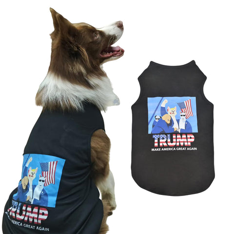 Littledropet Trump MAGA Dog Shirt,Black Dog T-Shirt Puppy Clothes Vest for Small Medium Large Dogs,Dog Trump Costume Outfits for Labrador, Bulldog, Yorkie (Balck, Large)