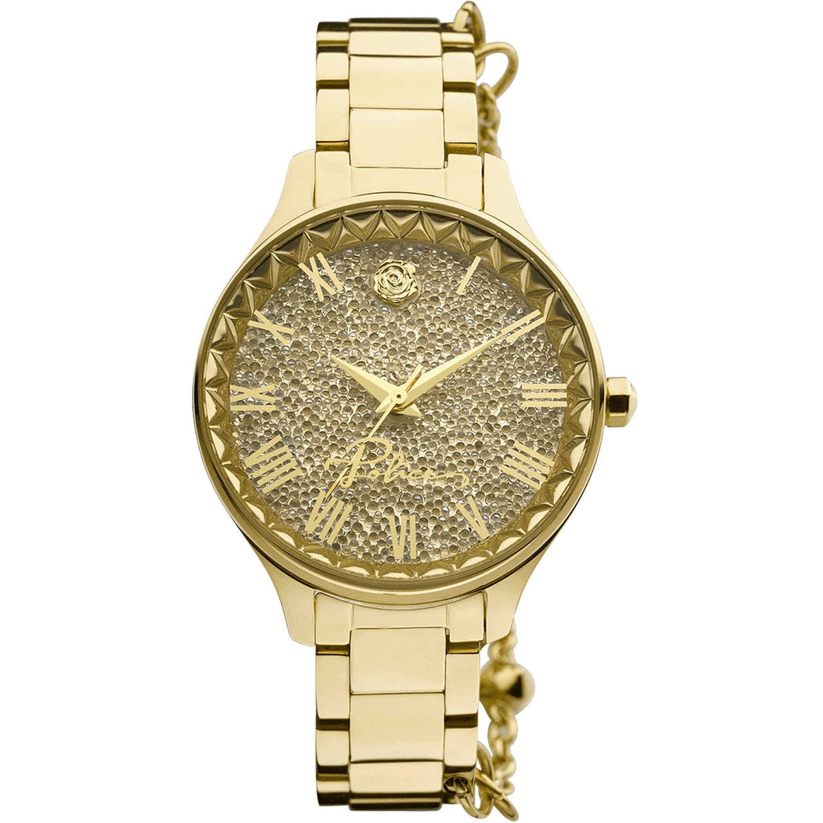 POLICE Tropea Jewllery Women's Wrist Watch With Stainless Steel Chain,Ion Plate Gold Balls Bracelet Strap - PEWLG2109802