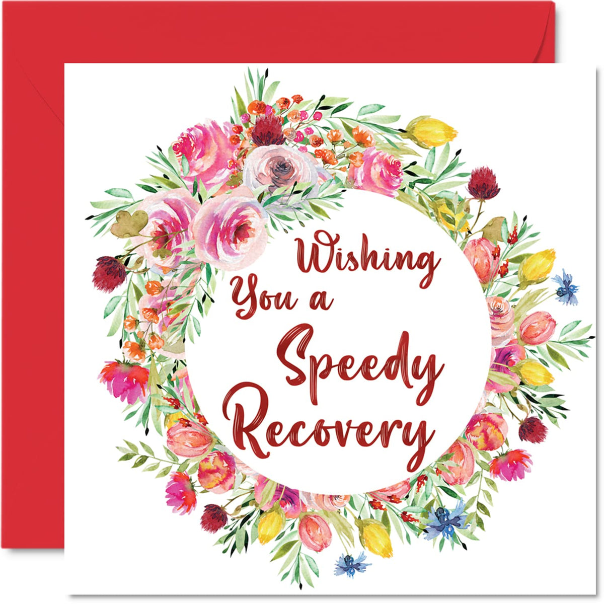 Stuff4 Get Well Greeting Card, Wishing You A Speedy Recovery, 5.7 Inch x 5.7 Inch