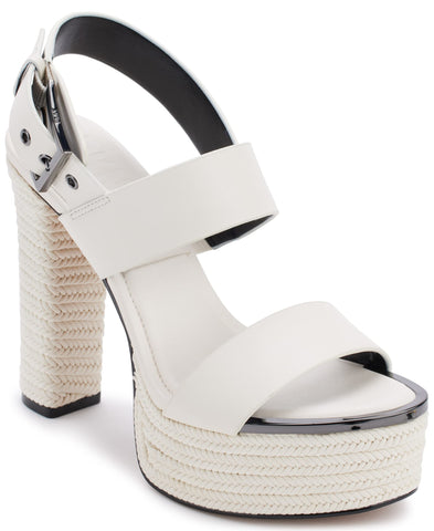 DKNY Women's Everyday Block Heel Yadira-Platform Sl Heeled Sandal, Egg NOG, 8