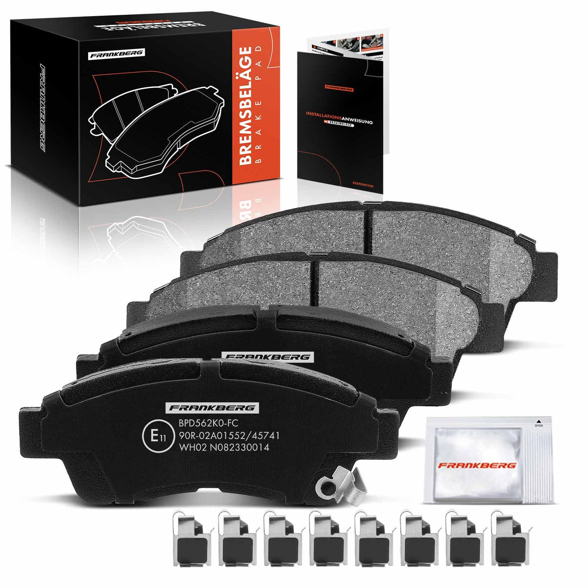 Frankberg 4x Brake Kit Brake Disc Pad with Brake lubricant Front Axle Compatible with C.o.r.o.l.l.a E10 1.3L-2.0L 1992-1997 C.o.r.o.l.l.a E11 1.3L-2.0L 1997-2001 Replace# 0446512540
